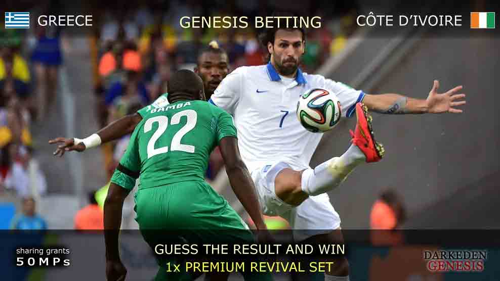 World Cup 2014 - Darkeden Genesis Betting - GREECE vs CÃ”TE D'IVOIRE